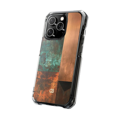 Teal Impact MagSafe Phone Case for iPhone - Verdigris Copper Slab