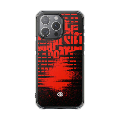 Crimson Redaction · Clear Impact Magnetic Phone Case for iPhone ·  Black