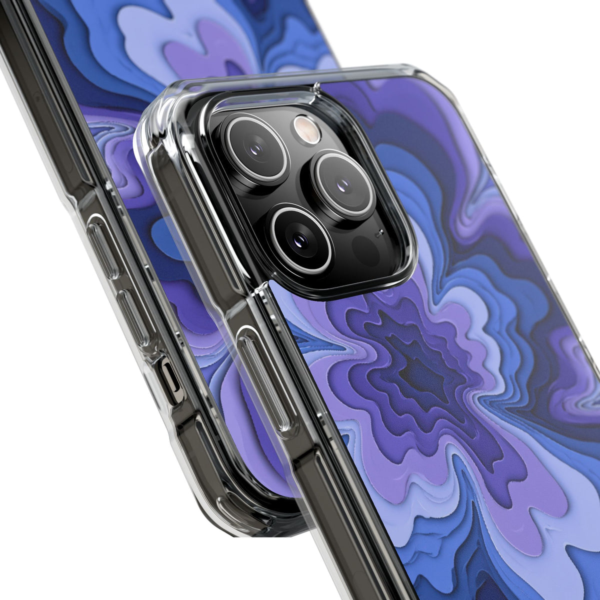 Periwinkle Strata Bloom · Clear Impact Magnetic Phone Case for iPhone · Purple