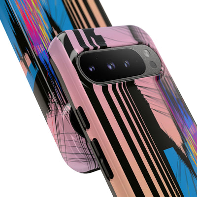 Blue Tough Phone Case for Google Pixel - Fractured Data Skyline