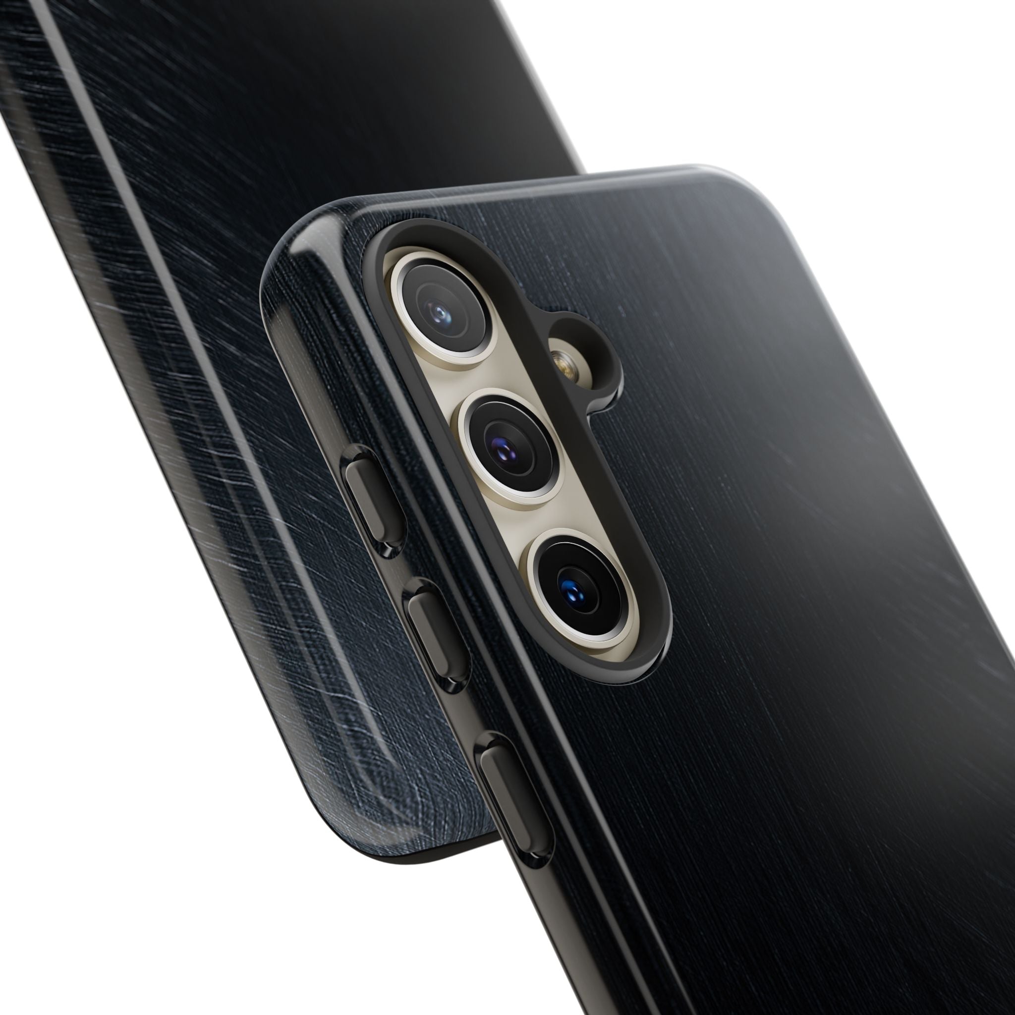 Black Tough Phone Case for Samsung - Midnight Brushed Grain