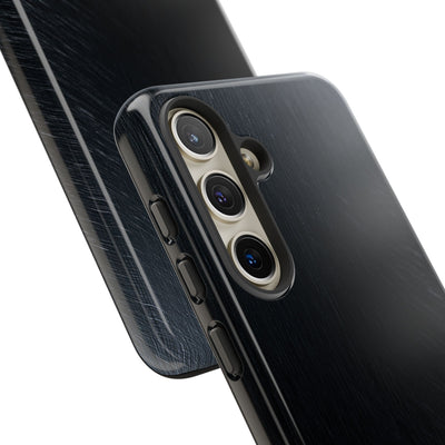 Black Tough Phone Case for Samsung - Midnight Brushed Grain