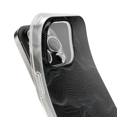 Black Lite Phone Case for iPhone - Obsidian Topo Wireframe