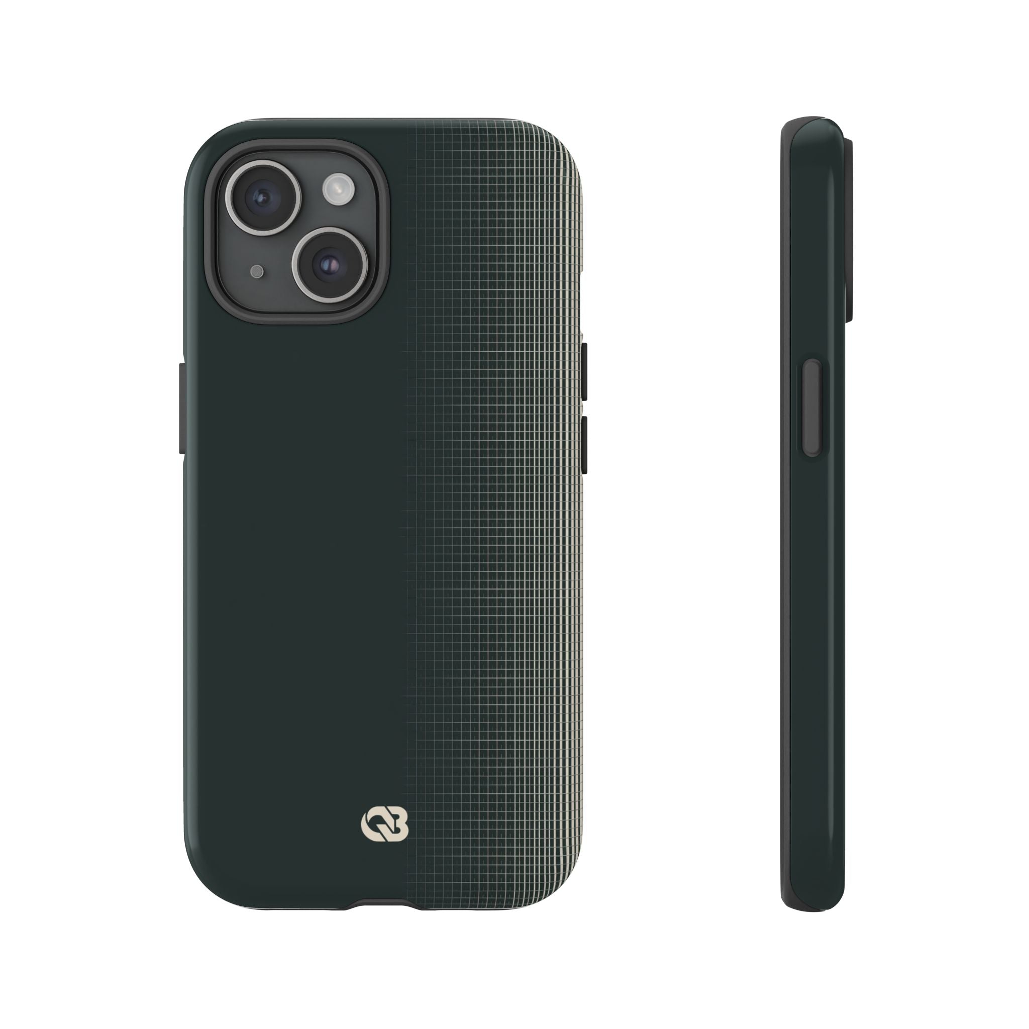 Grey Tough Phone Case for iPhone - Charcoal Tech Grid