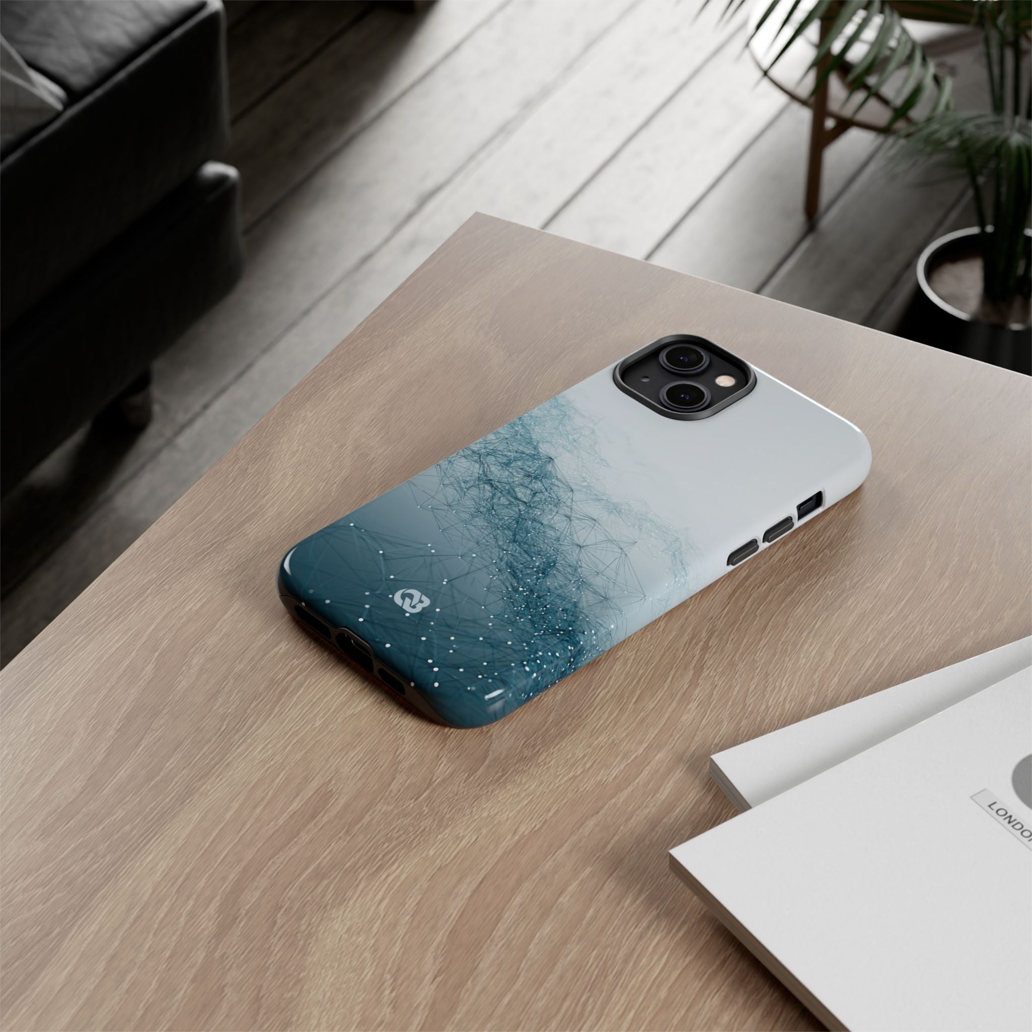 Teal Tough Phone Case for iPhone - Cyan Vector Lattice