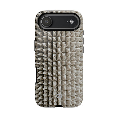 Beige Tough Phone Case for iPhone - Bone Spiked Grid