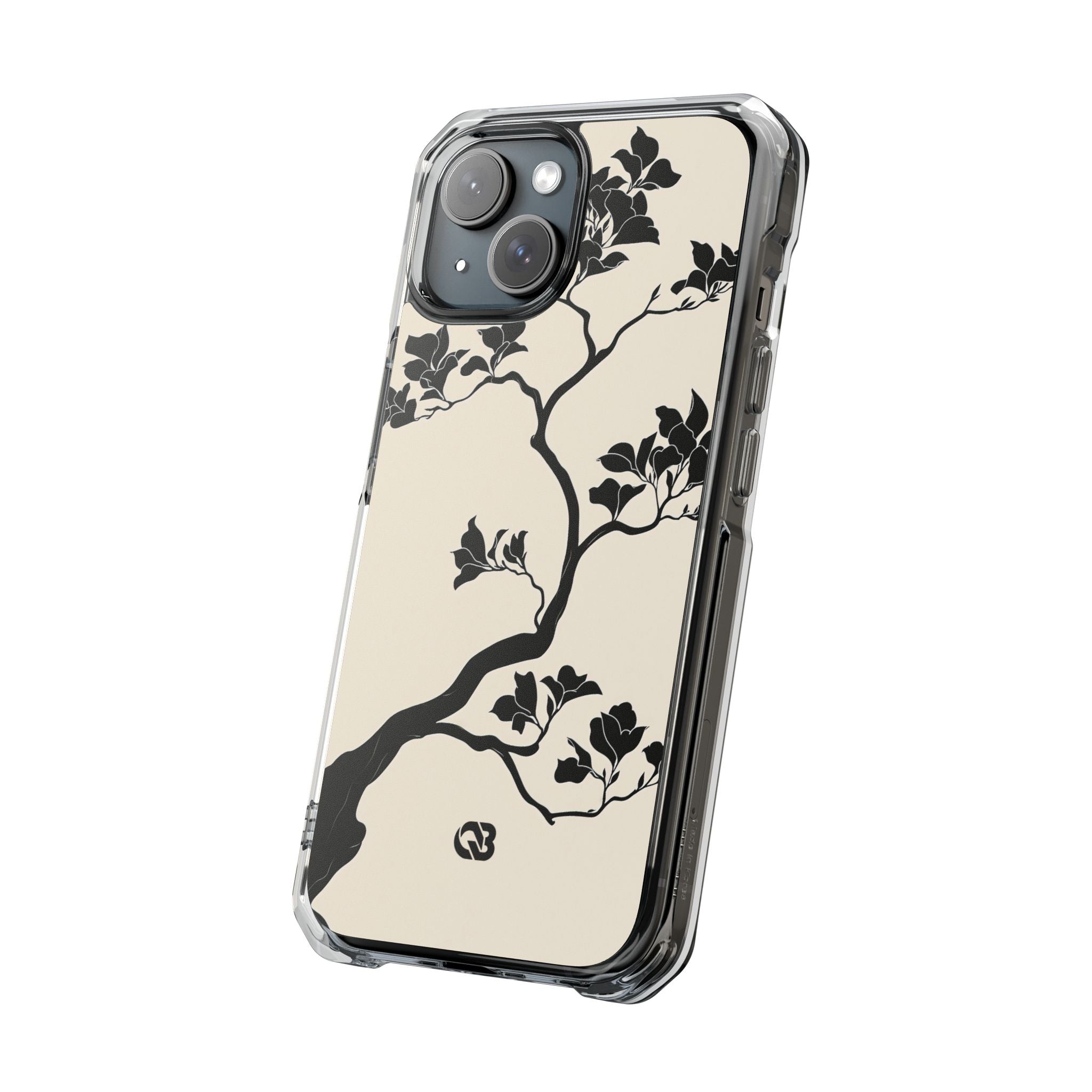 Beige Impact MagSafe Phone Case for iPhone - Obsidian Bonsai Silhouette