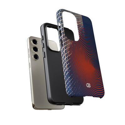 Blue Tough Phone Case for Samsung - Orange Orbit Grid