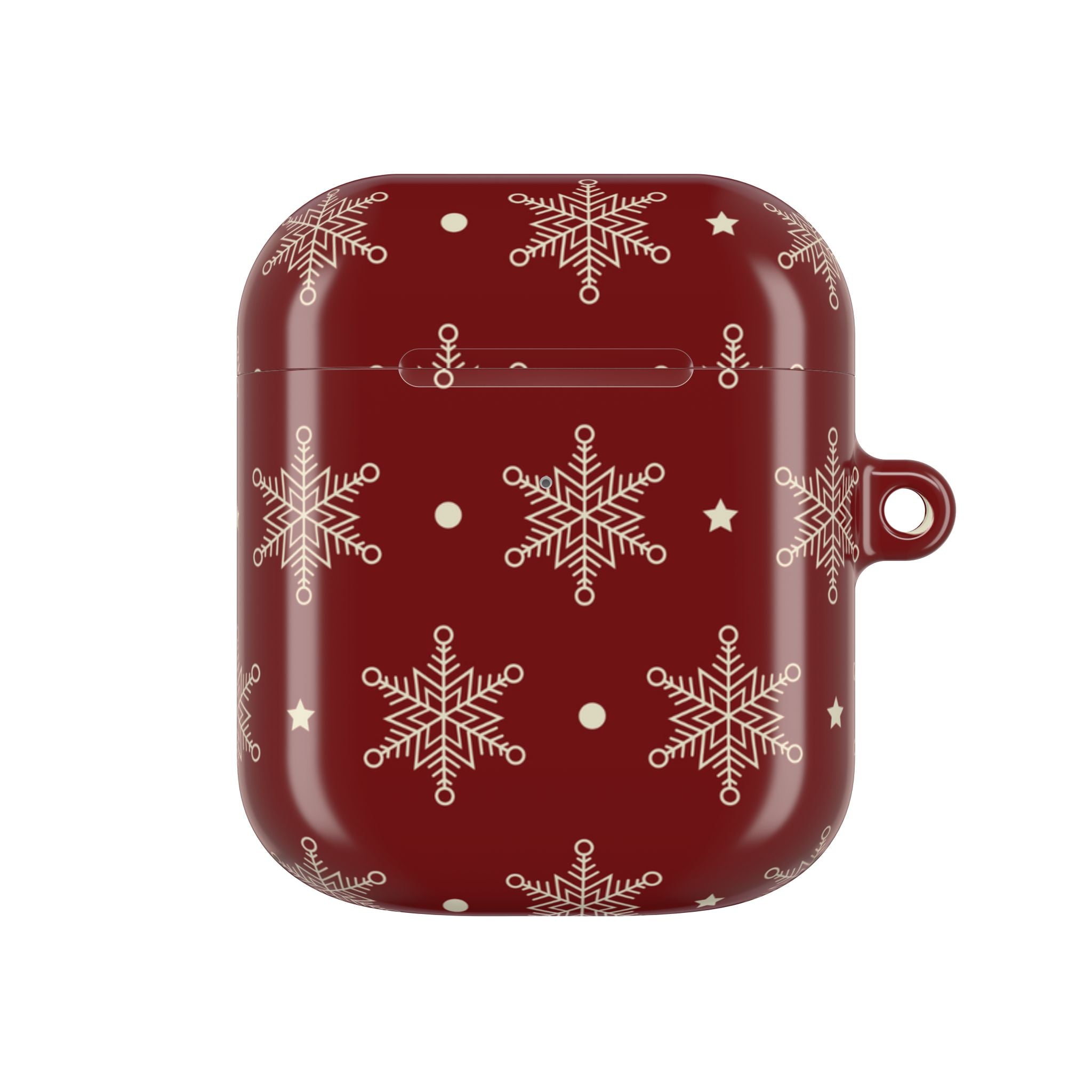 Cream Snowflakes Crimson - AirPods Case
