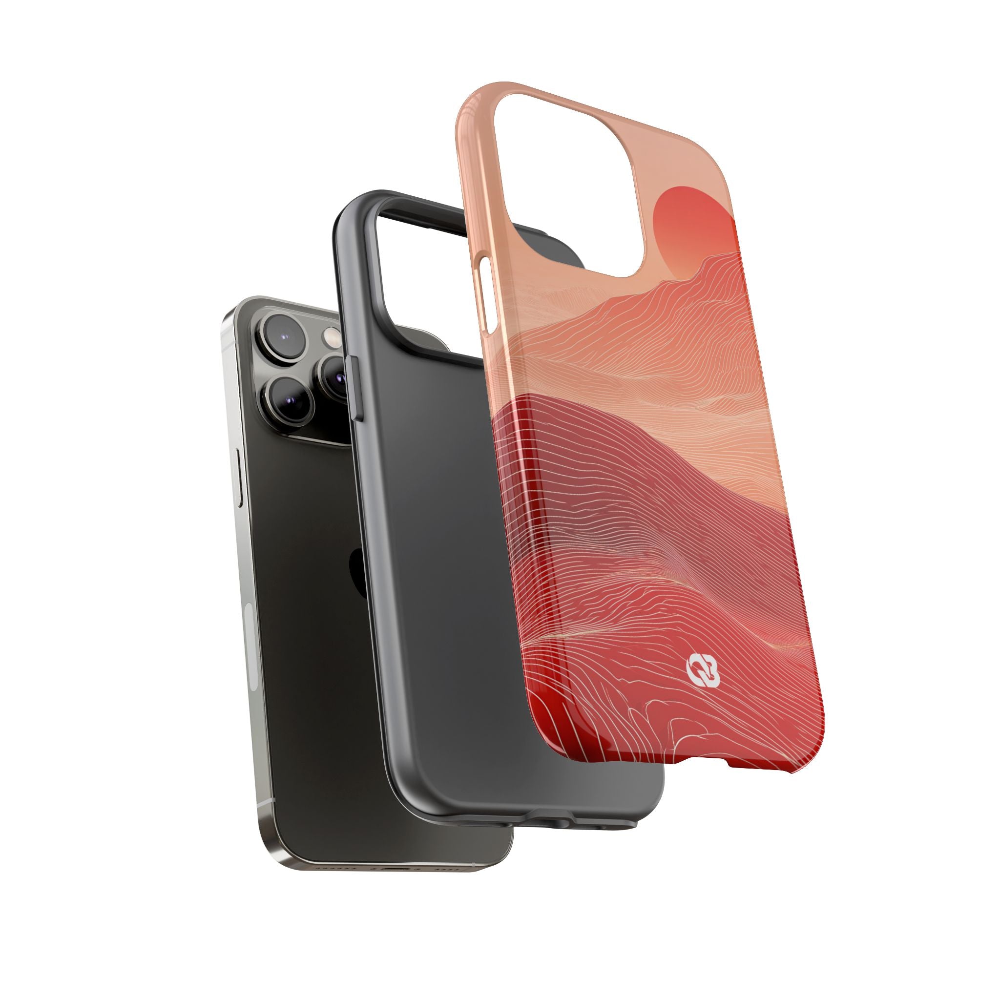 Red Tough Phone Case for iPhone - Crimson Ridge Lines