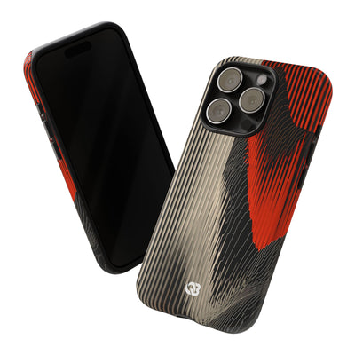 Red Tough Phone Case for iPhone - Crimson Pulse Topo