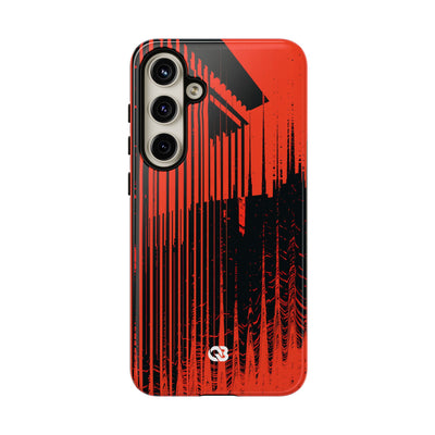 Red Tough Phone Case for Samsung - Crimson Brutalist Distortion