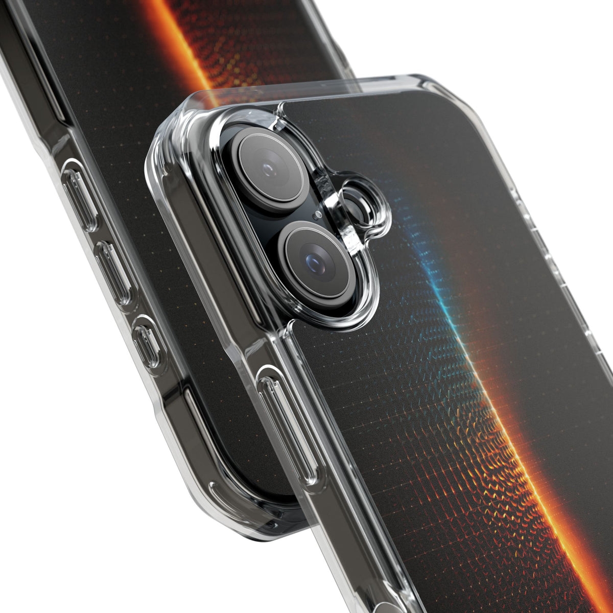 Luminous Refraction Grid · Clear Impact Magnetic Phone Case for iPhone · Black