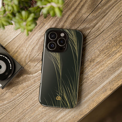 Green Tough Phone Case for iPhone - Midnight Gilded Grass