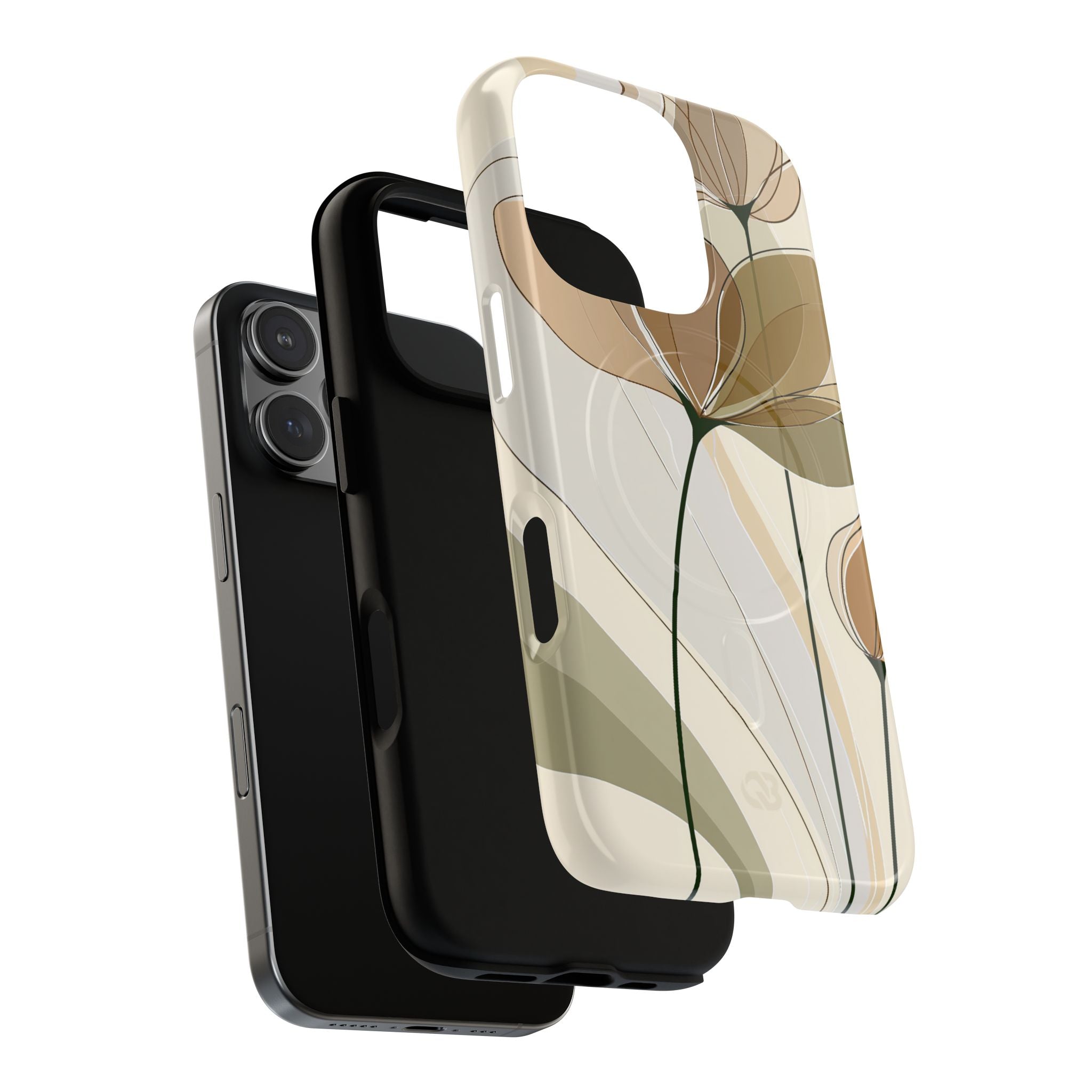 Beige Tough 2.0 Magsafe Phone Case for iPhone - Muted Ochre Petals
