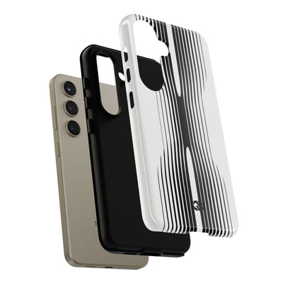 White Tough Phone Case for Samsung - Kinetic Mono Distortion