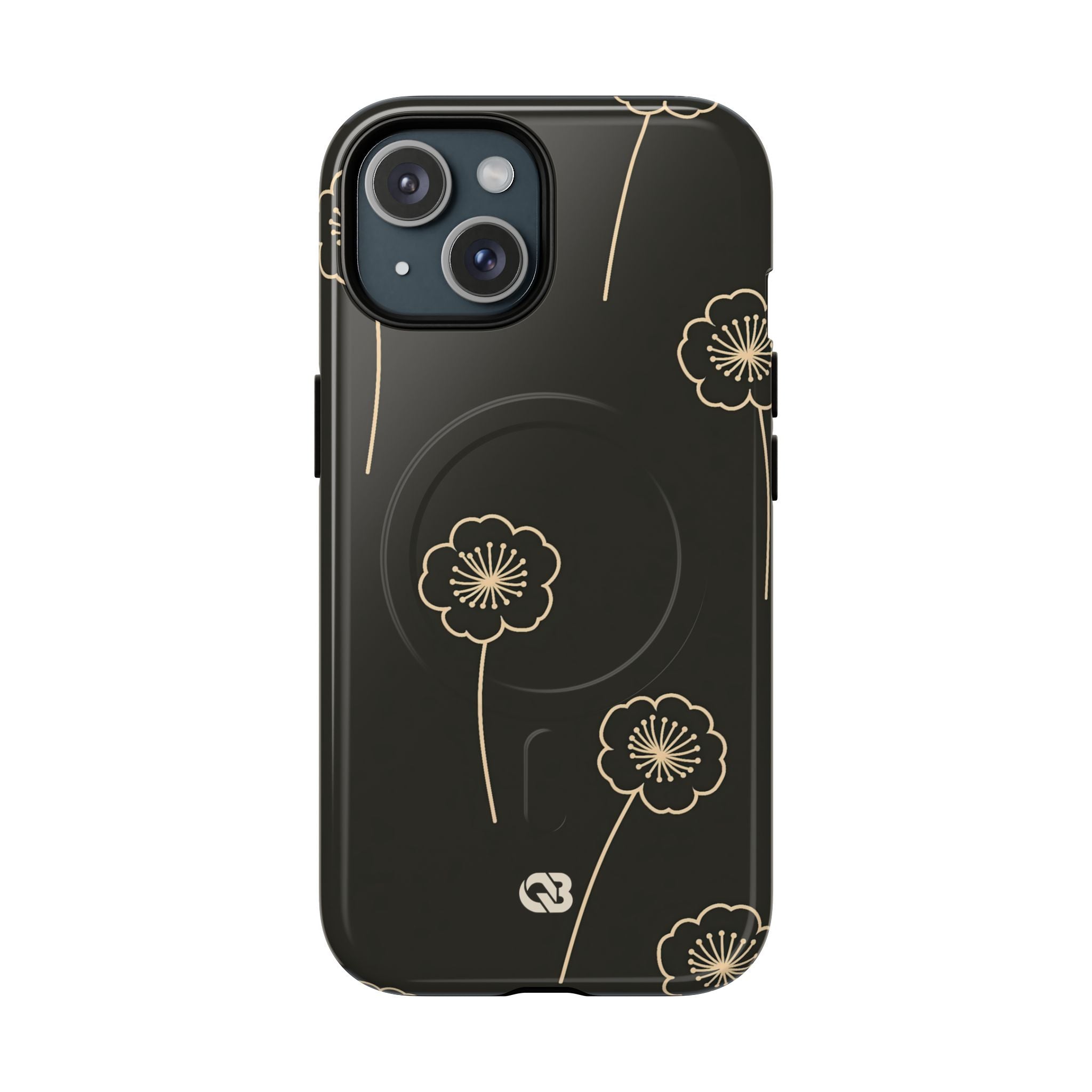 Black Tough 2.0 Magsafe Phone Case for iPhone - Obsidian Sand Petals