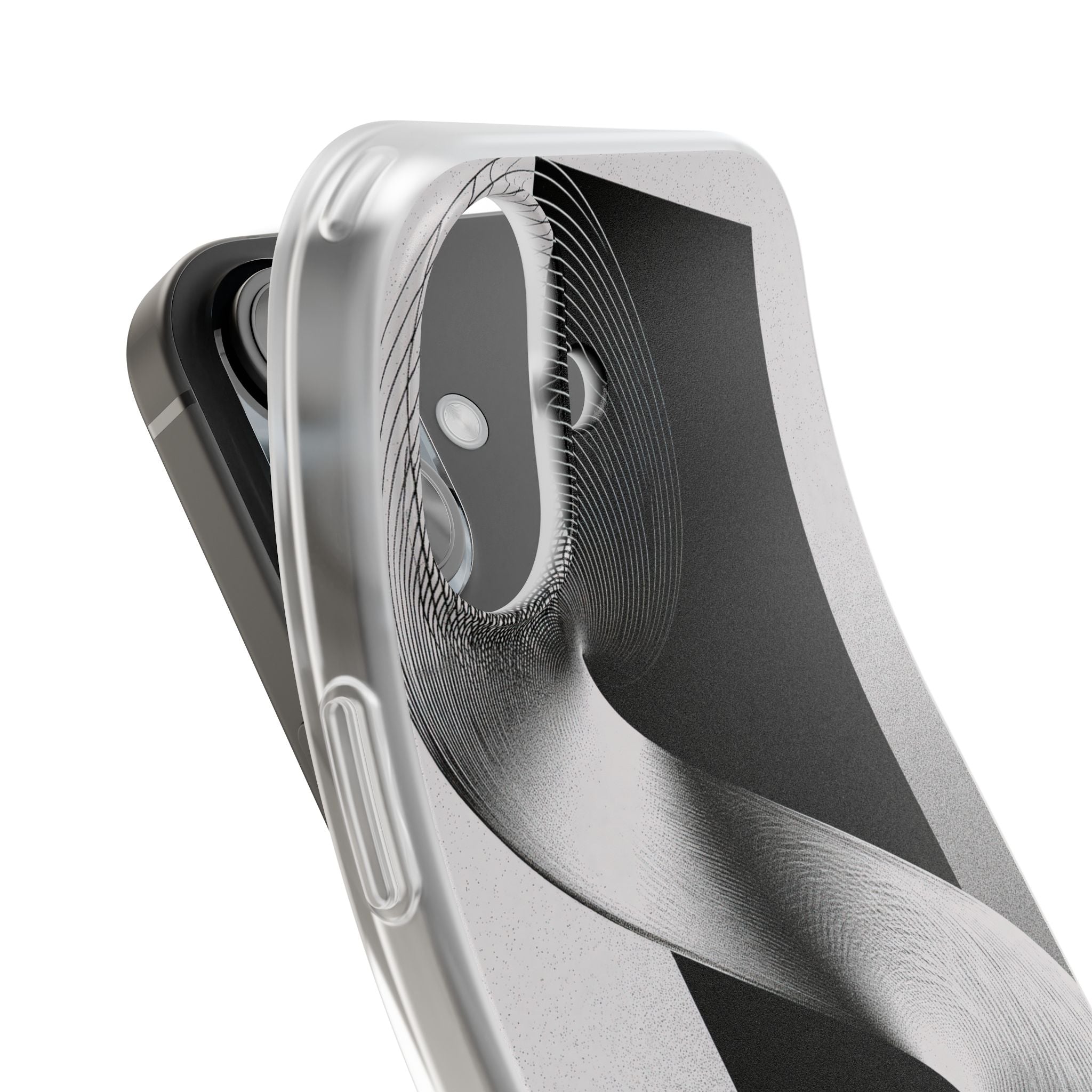 Grey Lite Phone Case for iPhone - Obsidian Moiré Wave