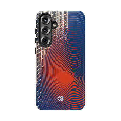 Blue Tough Phone Case for Samsung - Orange Orbit Grid