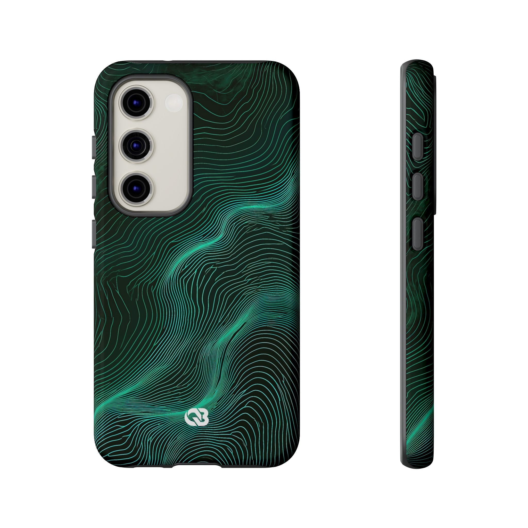 Teal Tough Phone Case for Samsung - Neon Jade Contour