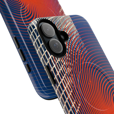 Blue Tough 2.0 Magsafe Phone Case for iPhone - Orange Orbit Grid