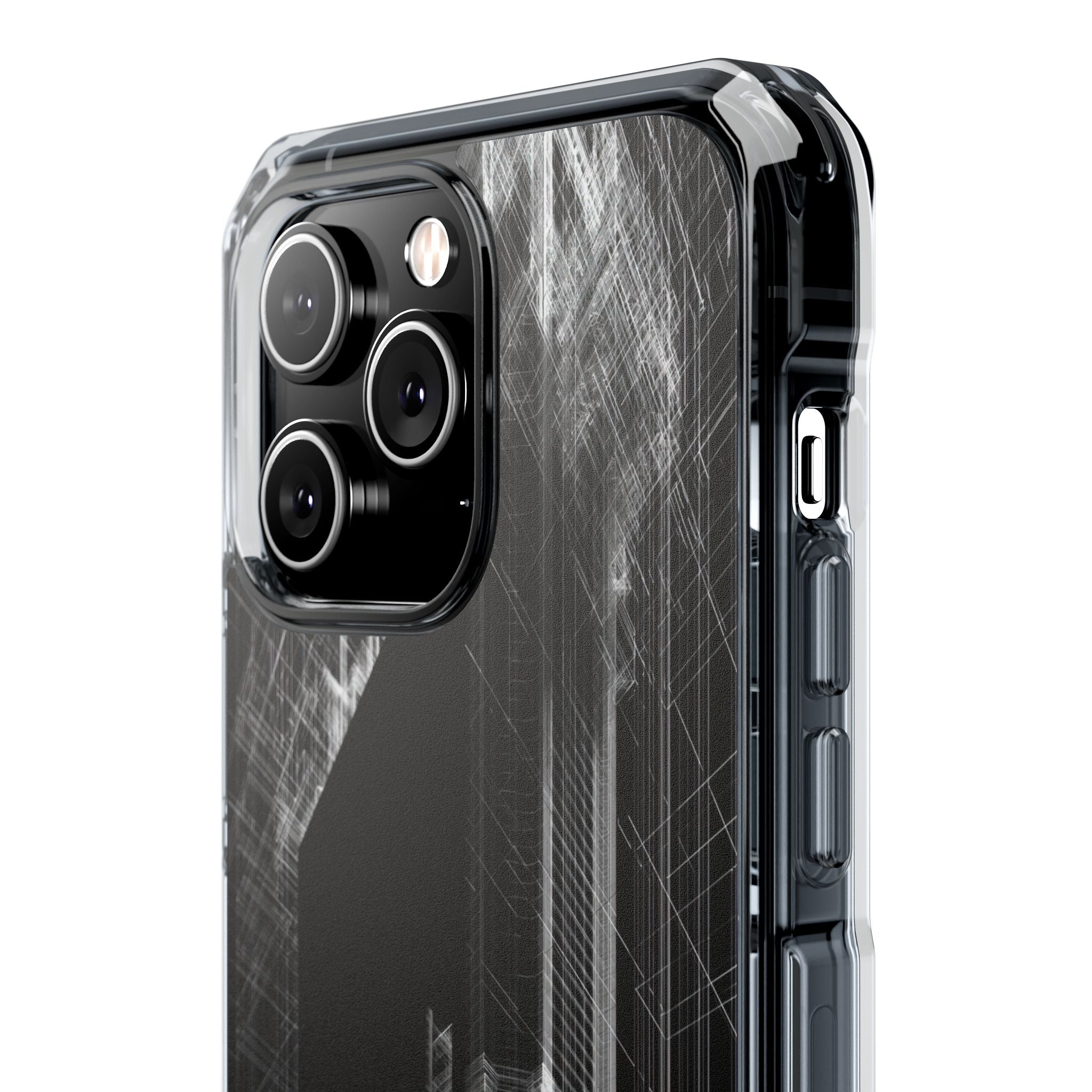 Black Impact MagSafe Phone Case for iPhone - Ghost Urban Wireframe