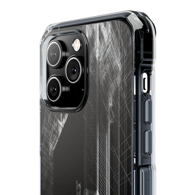 Black Impact MagSafe Phone Case for iPhone - Ghost Urban Wireframe