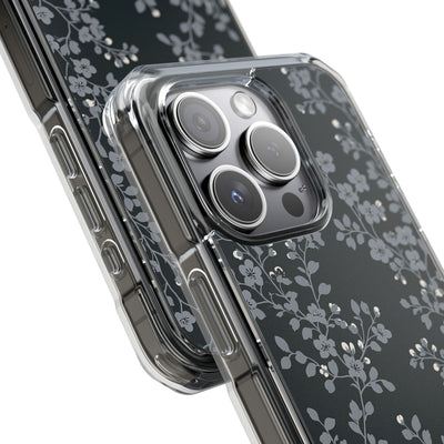 Black Impact MagSafe Phone Case for iPhone - Midnight Slate Blossom