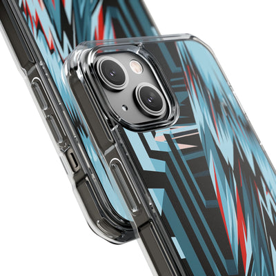 Blue Impact MagSafe Phone Case for iPhone - Glitch Peak Cyan