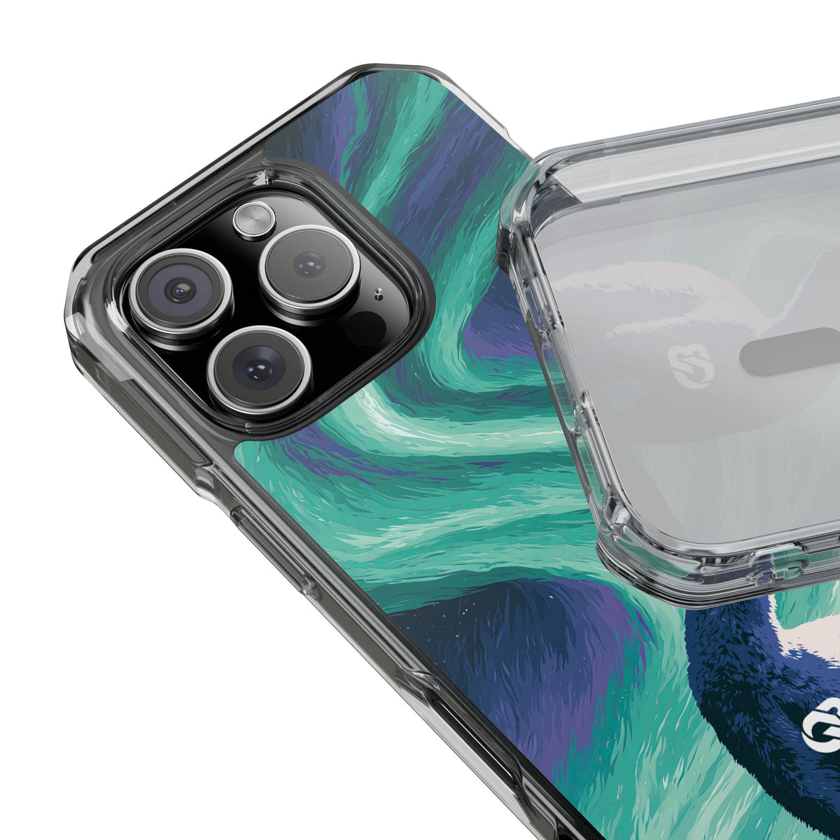 Arctic Aurora Bear · Clear Impact Magnetic Phone Case for iPhone · Teal