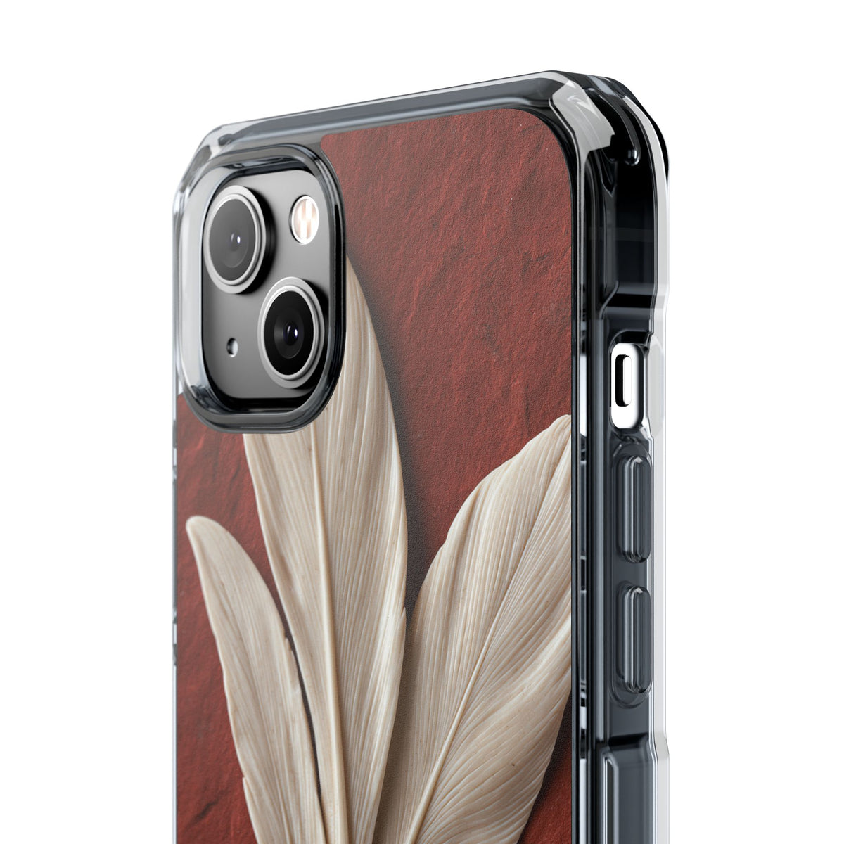 Carved Ivory Plume · Clear Impact Magnetic Phone Case for iPhone · Red