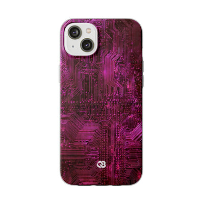 Magenta Circuit Trace · Lite Phone Case for iPhone ·  Pink