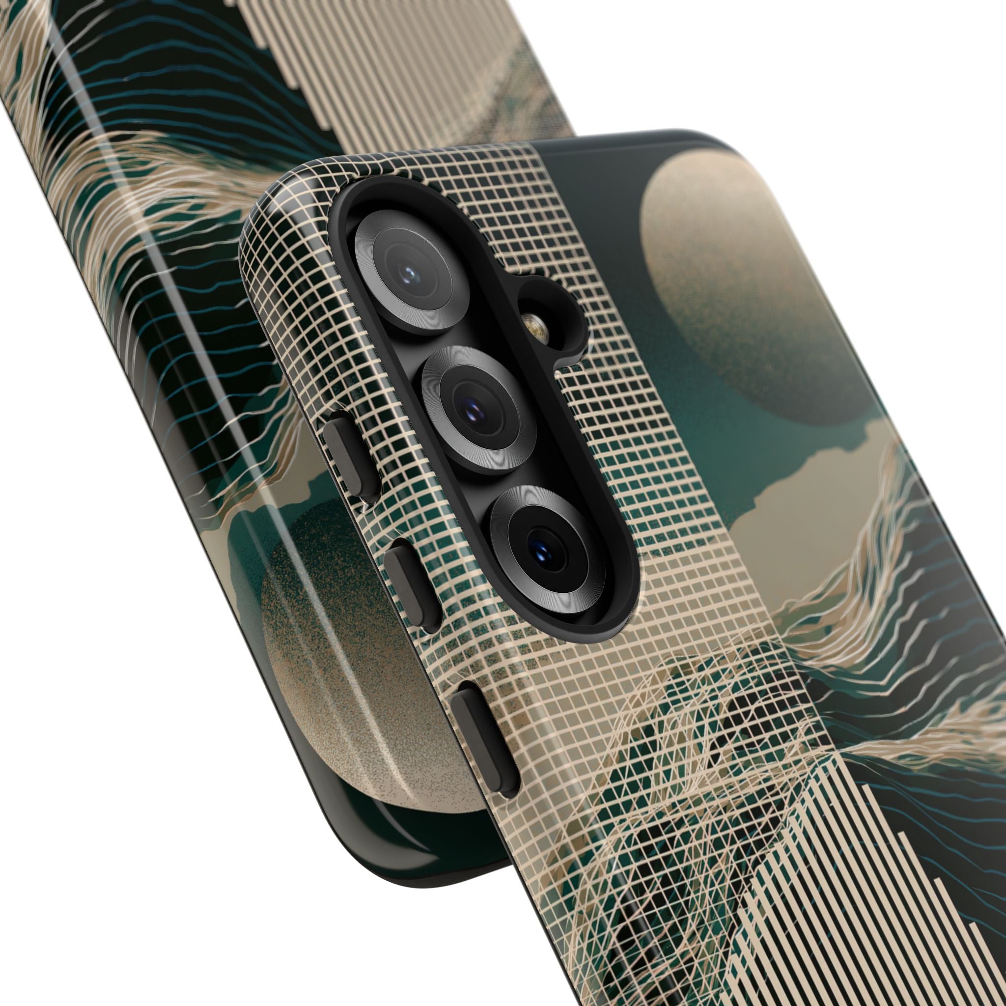 Green Tough Phone Case for Samsung - Lunar Moss Topography
