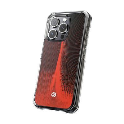 Red Impact MagSafe Phone Case for iPhone - Crimson Frequency Pulse