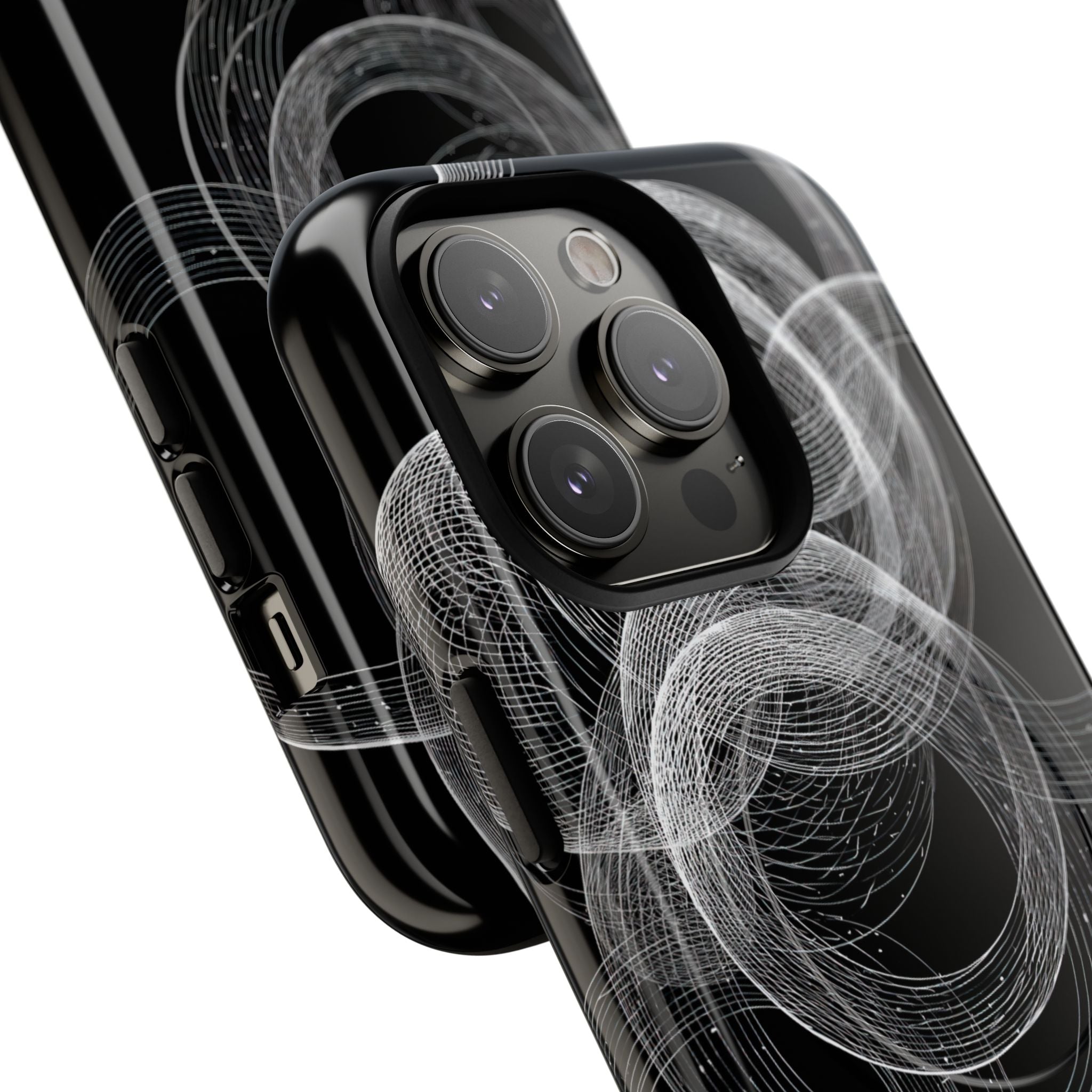 Black Tough 2.0 Magsafe Phone Case for iPhone - Kinetic Wireframe Orbit