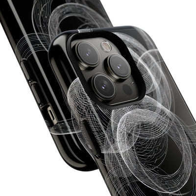 Black Tough 2.0 Magsafe Phone Case for iPhone - Kinetic Wireframe Orbit