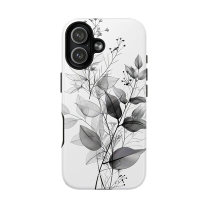 Veined Leaves Gray iPhone 17 Case - Tough+ - CASE•BOB