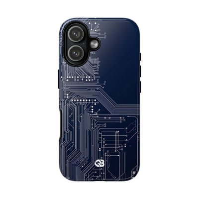Blue Tough Phone Case for iPhone - Cobalt Data Stream
