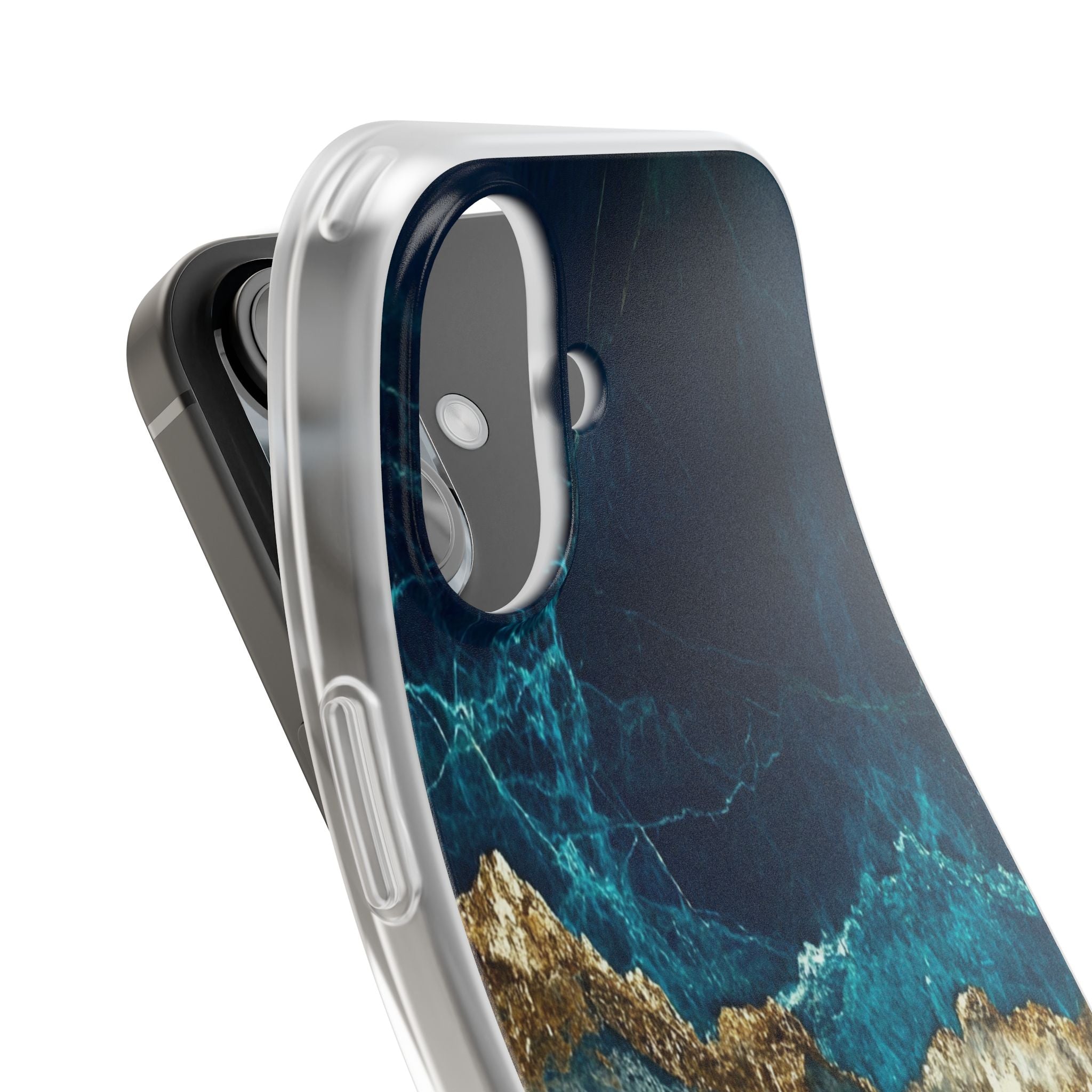 Jagged Gold Split iPhone 16 Case - Soft