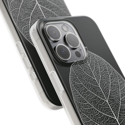 Black Lite Phone Case for iPhone - Bleached Leaf Lattice