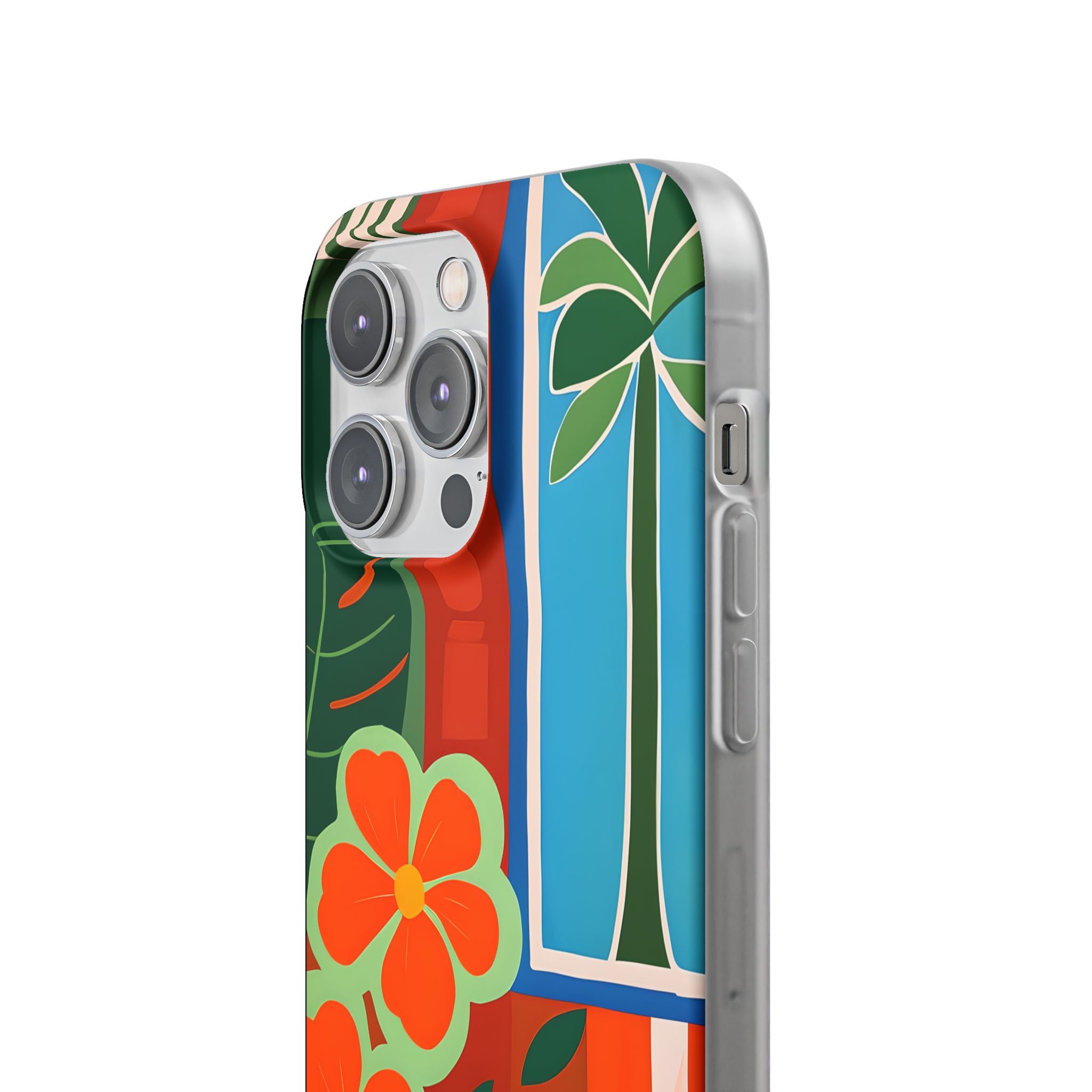 Oranssi Kukka Räjähdys iPhone 14 Pro Max -pehmeä suojakotelo