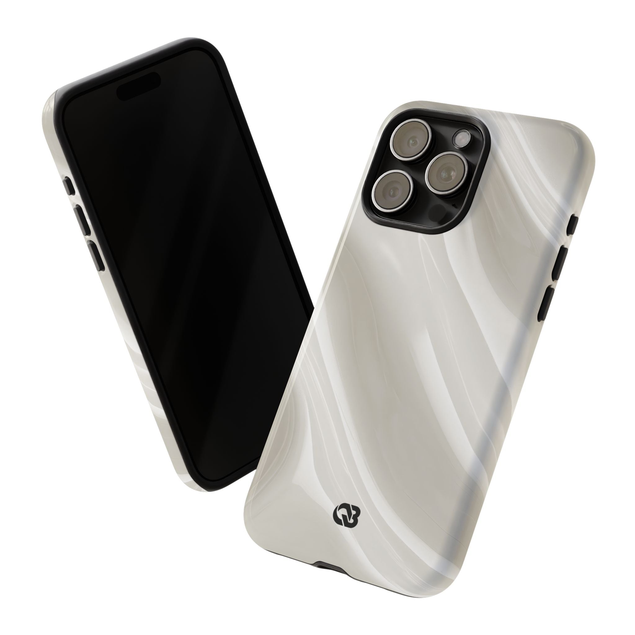 White Tough Phone Case for iPhone - Polished Ivory Wave