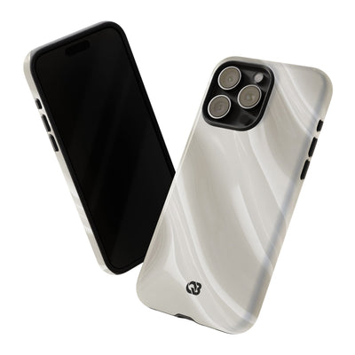 White Tough Phone Case for iPhone - Polished Ivory Wave