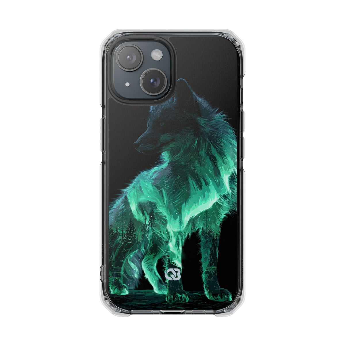 Nordic Aurora Fox · Clear Impact Magnetic Phone Case for iPhone · Teal