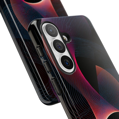 Black Tough Phone Case for Samsung - Cobalt Crimson Flux