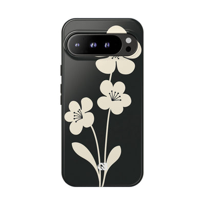 Black Tough Phone Case for Google Pixel - Obsidian Cream Bloom
