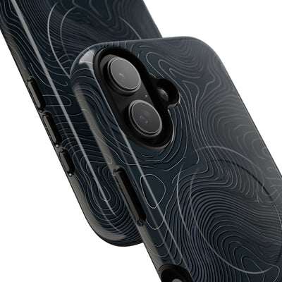 Black Tough 2.0 Magsafe Phone Case for iPhone - Obsidian Ridge Topo
