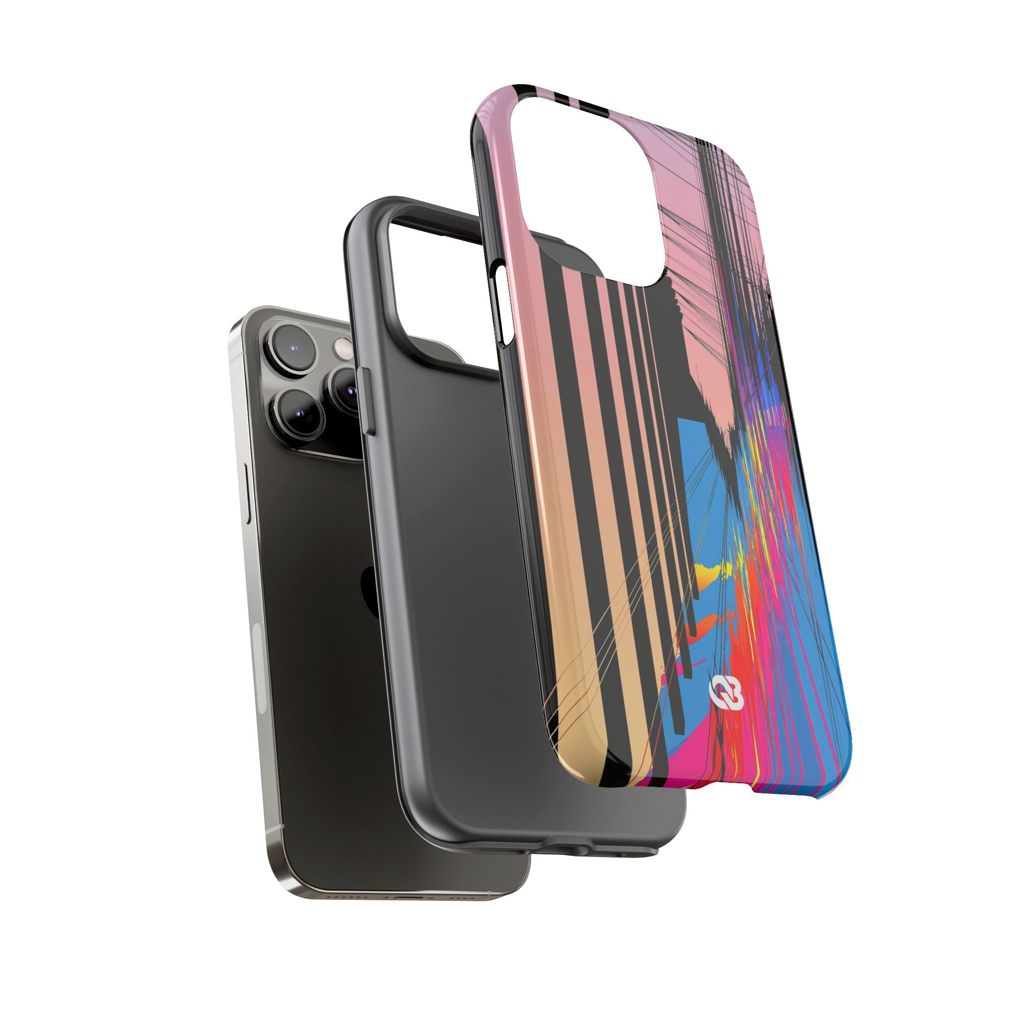 Blue Tough Phone Case for iPhone - Fractured Data Skyline