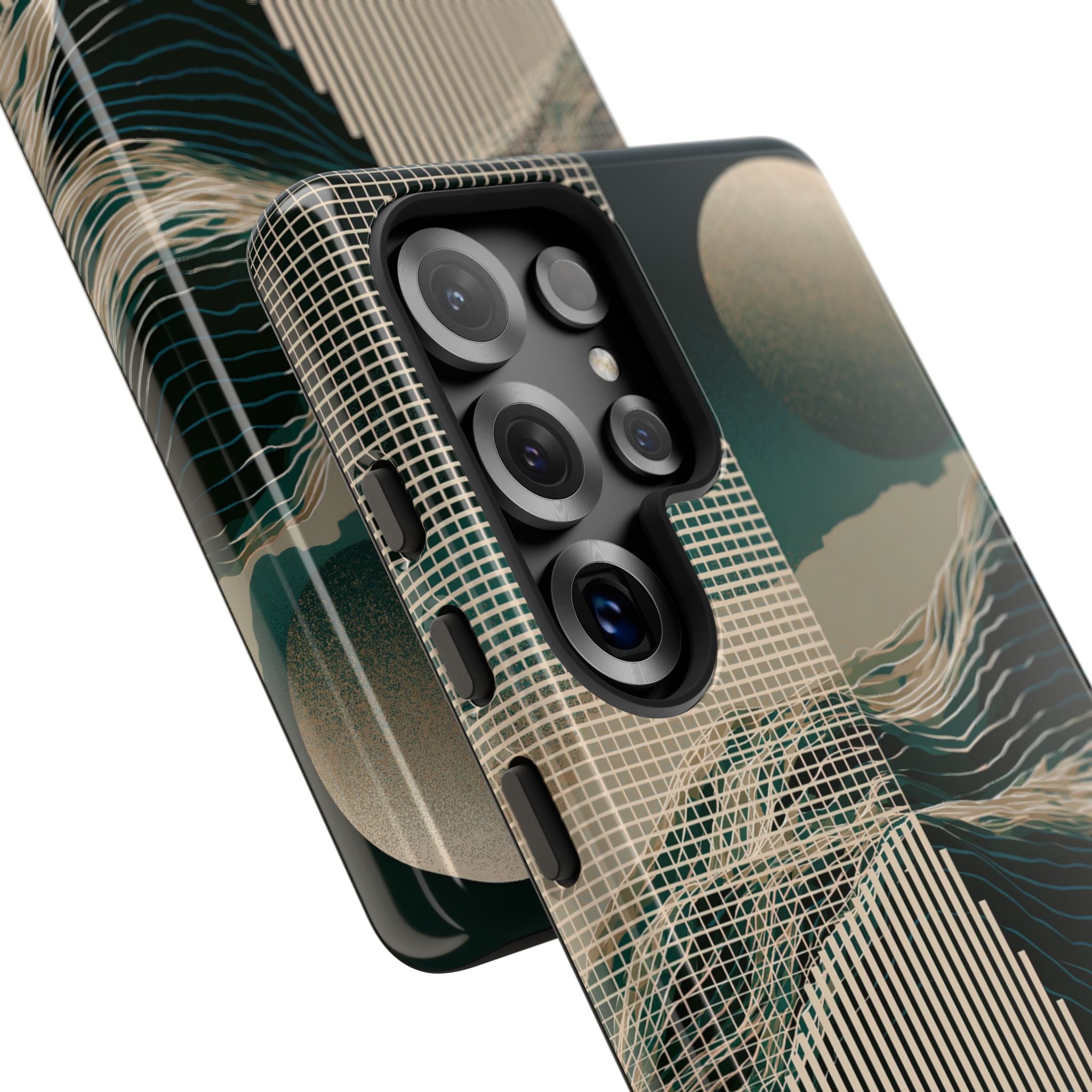 Green Tough Phone Case for Samsung - Lunar Moss Topography
