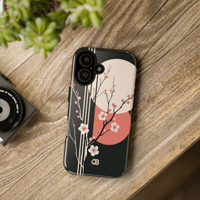 Black Tough Phone Case for iPhone - Kyoto Midnight Blossom